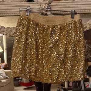 Gold Sequin Gap Skirt Christmas Holiday